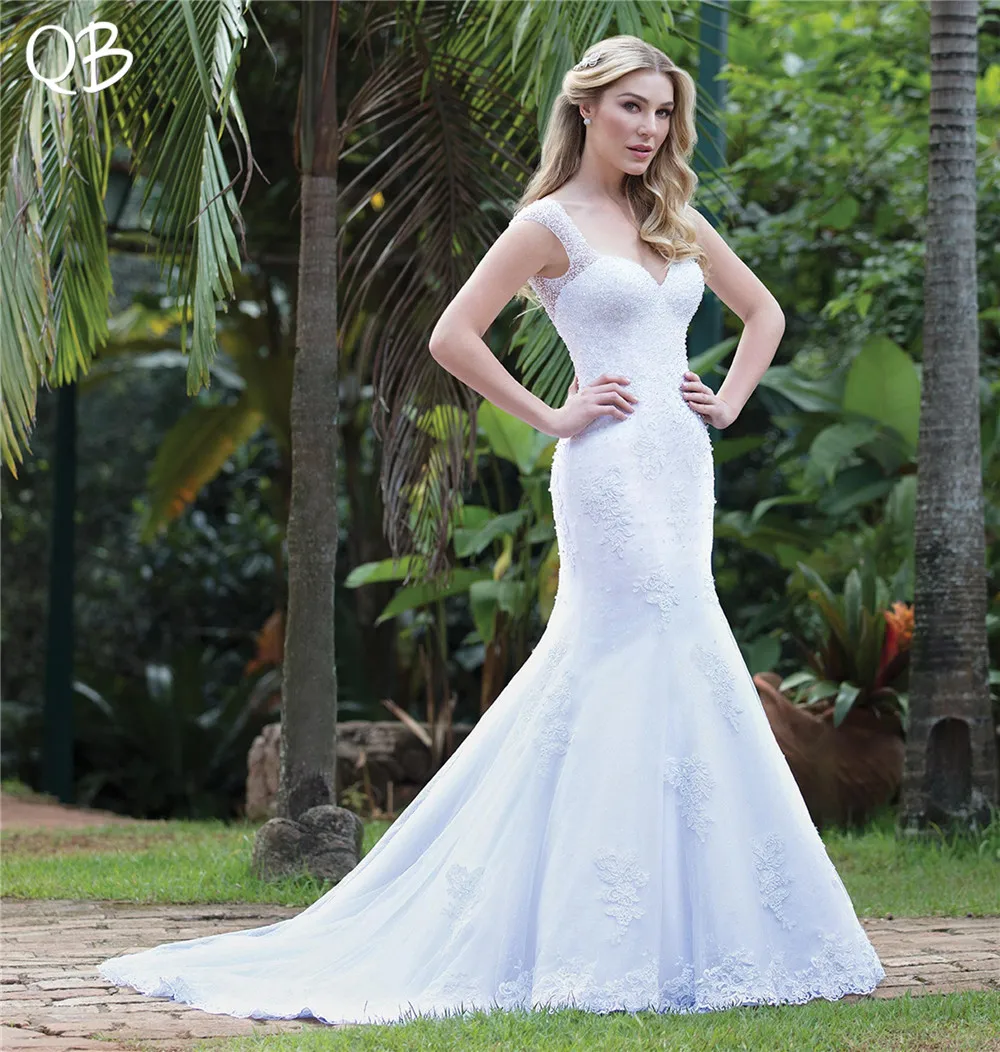 

Женское кружевное свадебное платье It's yiiya, белое фатиновое платье-Русалка с блестками и кристаллами на заказ на лето 2019