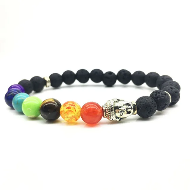 1 шт. 7 Чакра Слон браслет из черной лавы бусины с энергией исцеления и гармонии