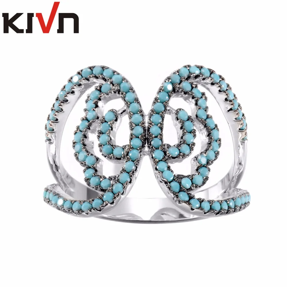 

KIVN Fashion Jewelry Flower Luxury CZ Cubic Zirconia Womens Girls Wedding Rings Promotional Christmas Birthday Mothers Day Gifts