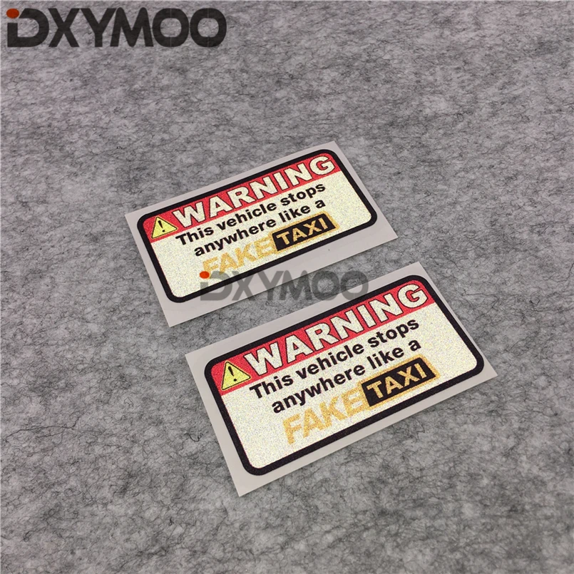 

2PCS Warning FAKE TAXI Car Stickers Funny Stop Anywhere Motorcycle Vinyl and Decals Waterproof Drop Shipping 7x3.6cm