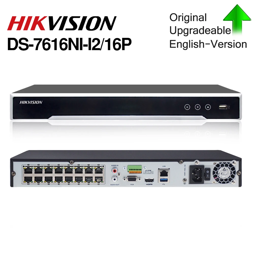 Hikvision POE NVR DS 7616NI I2/16P 16CH H.265 12mp для IP Камера Поддержка двухстороннее аудио HIK