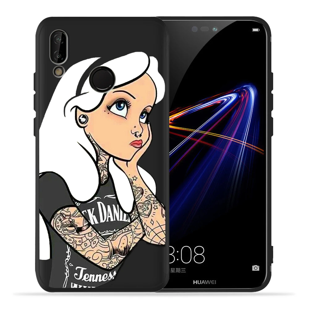 Девушка для huawei P8 P10 P20 P30 Коврики 10 20 Honor 8 8X 8C 9 V20 20i 10 Lite Plus Pro Чехол Coque Samsung чехол-футляр тату принцесса