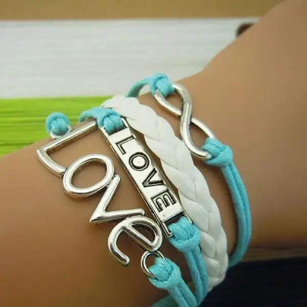 

Handmade Leather Bracelet Sideway Love Letter Bracelet Infinity Bracelet Karma Bracelet !