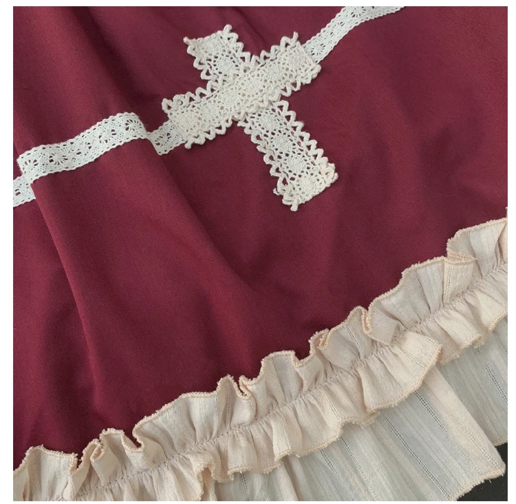 Женское платье с рукавами-фонариками и оборками милое черное красное синее