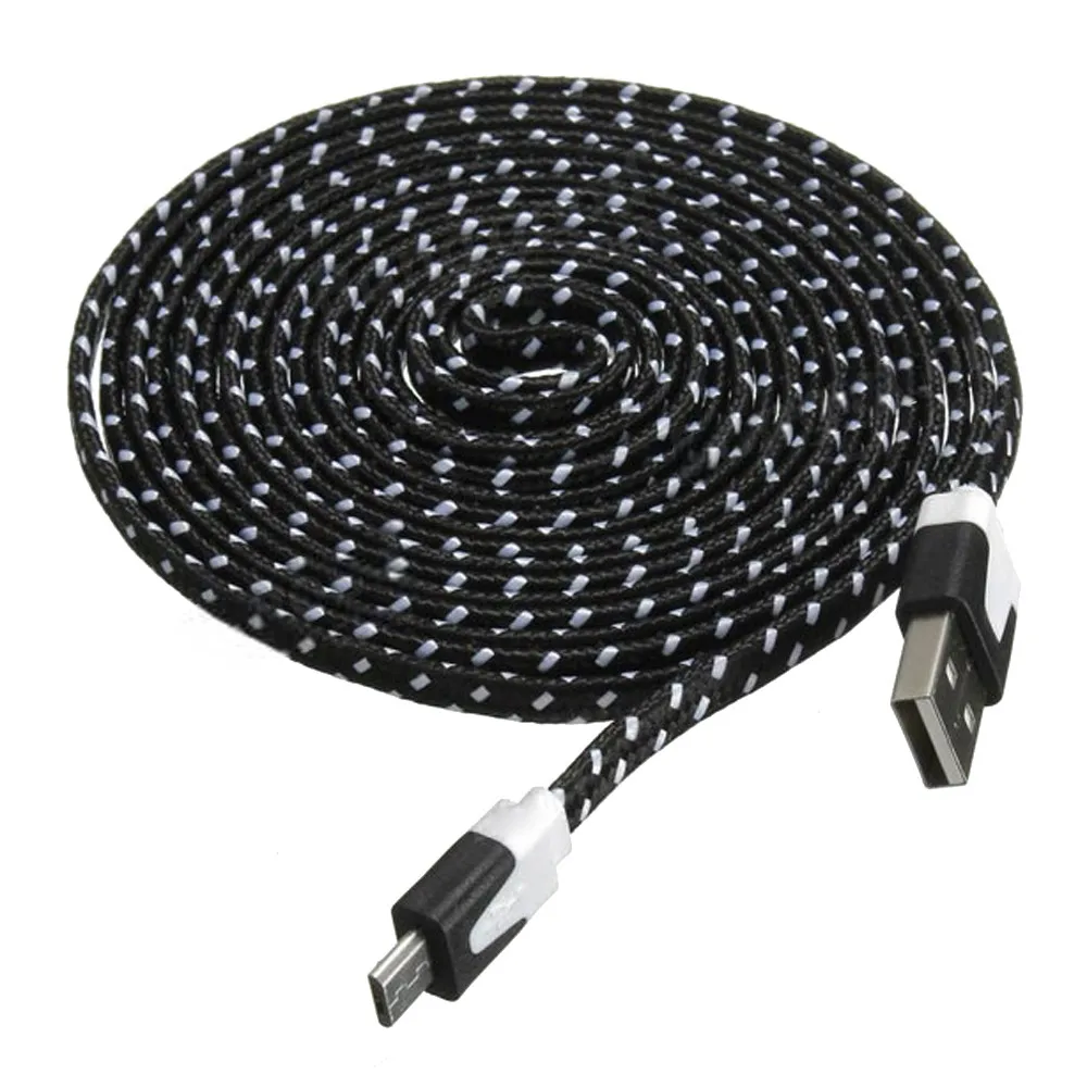 Micro Usb-kabel Opladen type c adapter 3 M Stof gevlochten Platte USB Lader Data Kabel Voor Tablet Mobiel zwart YE12.10 | Электроника