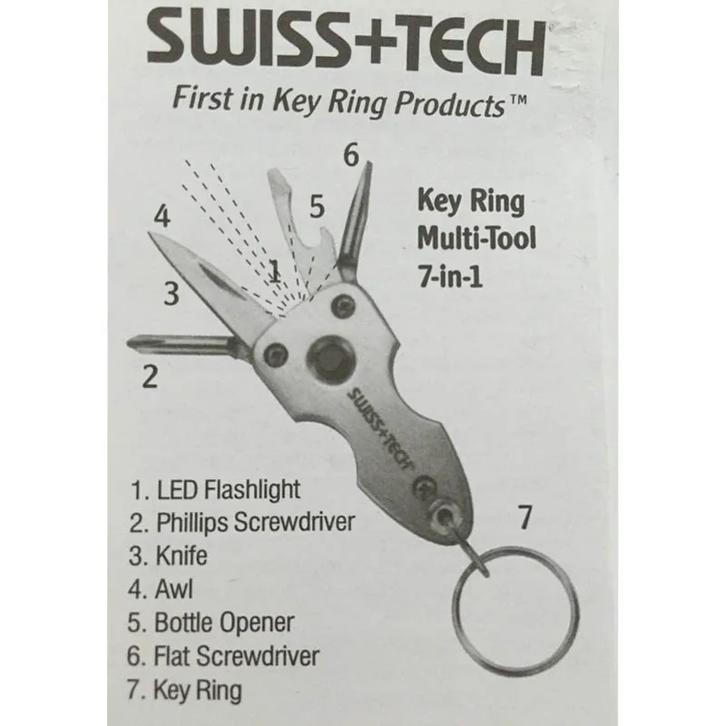 Швейцарские технологии 7 в 1 брелок для ключей инструменты выживания нож с