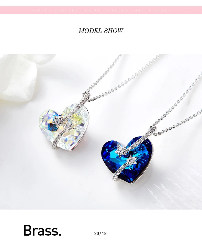 BAFFIN голубое сердце кулон ожерелье Кристаллы из SWAROVSKI серебряного цвета цепь ожерелье макси для женщин мать шик подарок ювелирные изделия