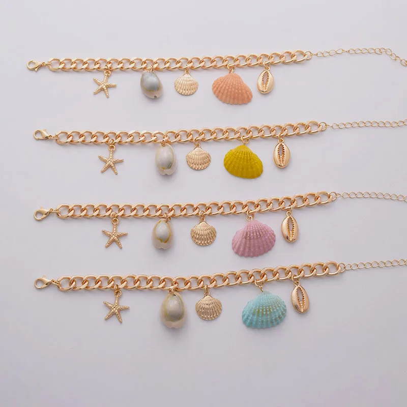 

F.J4Z Hot Seashell Bracelet Women Fashion Hawaii Nature & Alloy Cowries Charm Bracelets Summer Beach Jewelry Bransoletka Kobieta