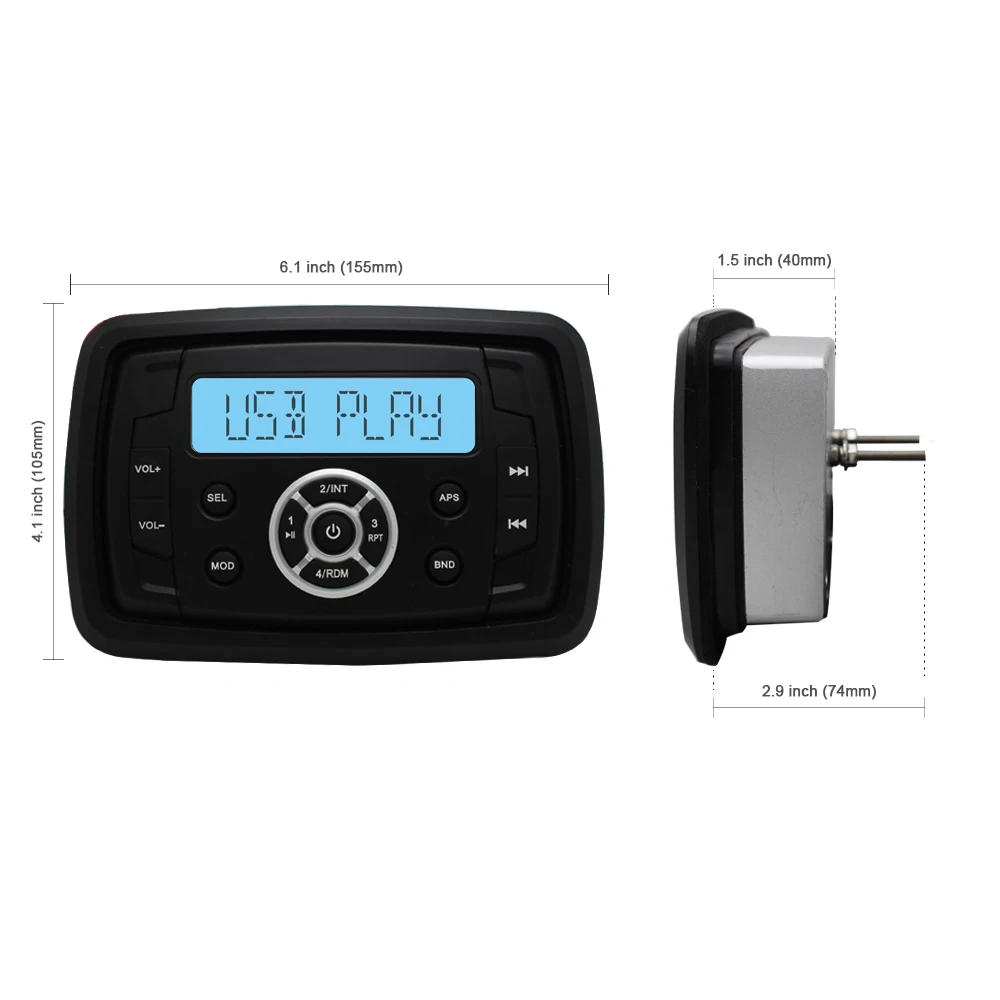 Морской Стерео Bluetooth радиоприемник для лодки FM AM mp3 плеер аудио + 3 дюймовый
