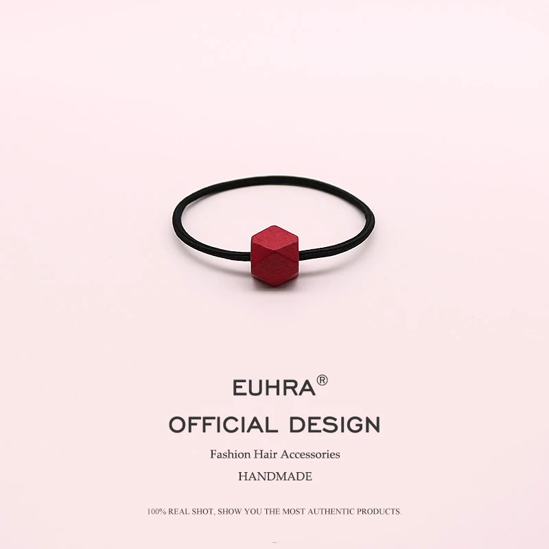EUHRA, 4 цвета, резинки для волос, деревянная, геометрическая форма, для женщин, девочек, лента для волос, для детей, резинка для волос, аксессуары