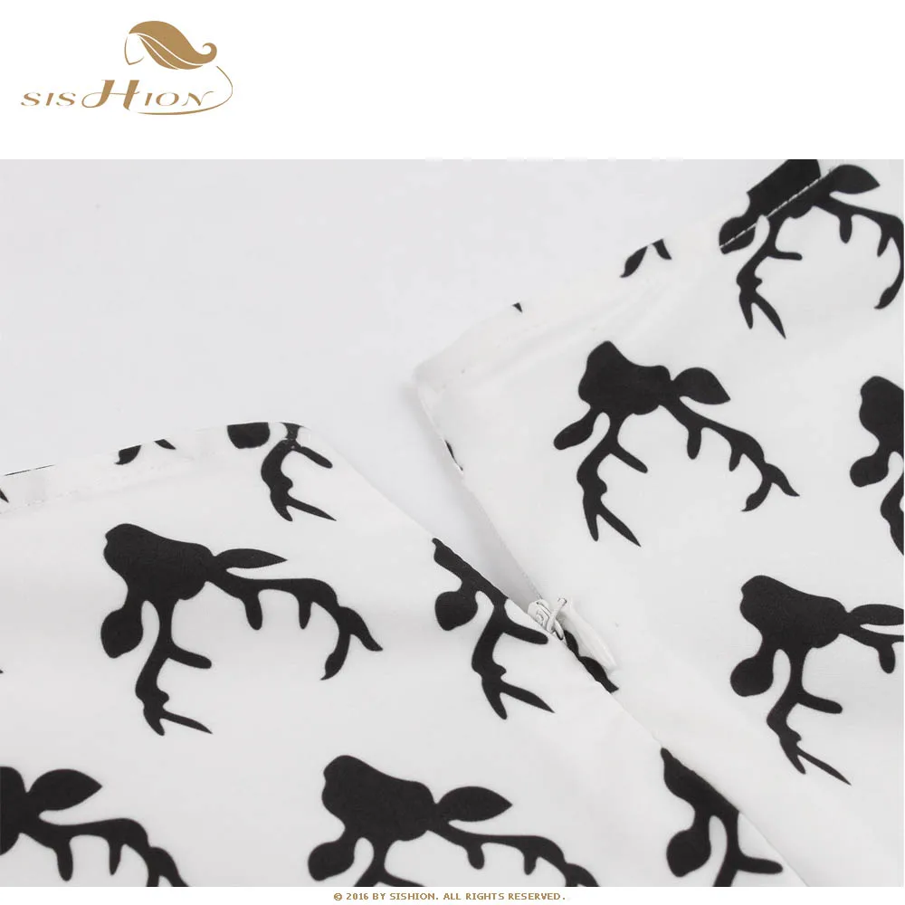 

SISHION XL-5XL Plus Size Dress Short Sleeve Deer Print Women Summer Vintage Dress 1570A Ladies Dresses robe femme