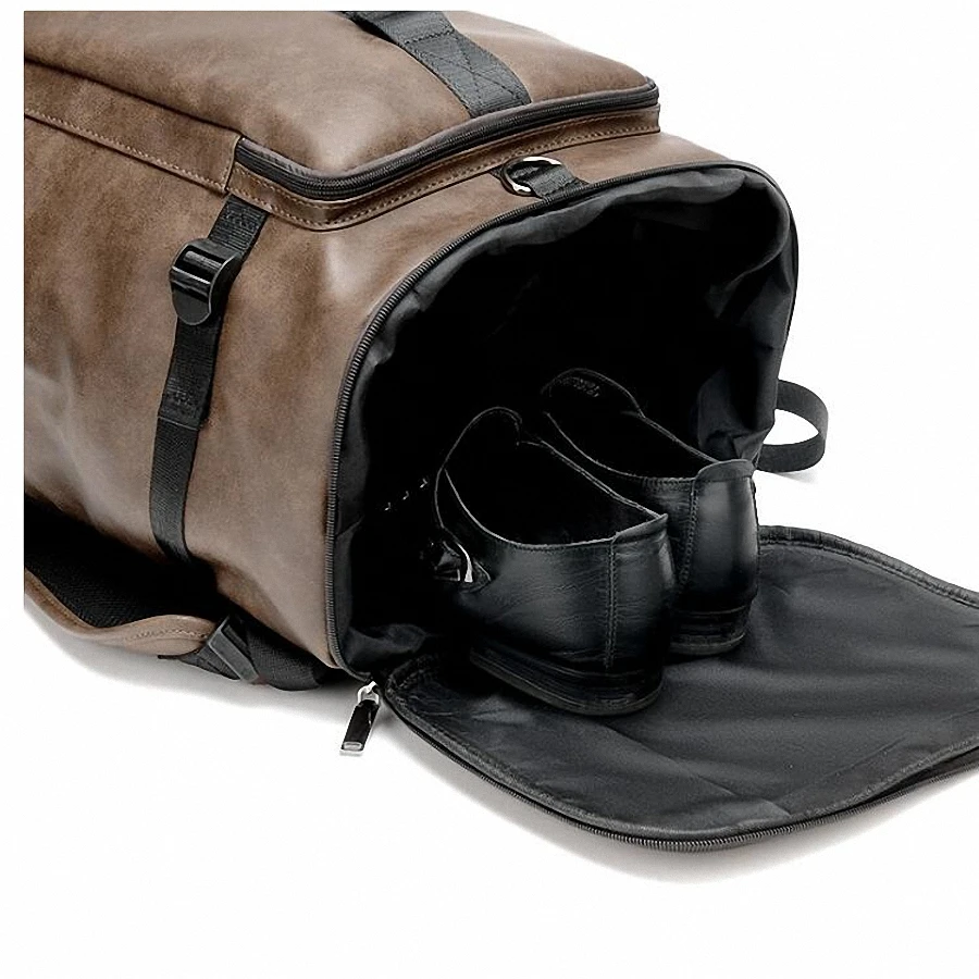 Большой мужской кожаный рюкзак с USB разъемом для путешествий сумка на плечо