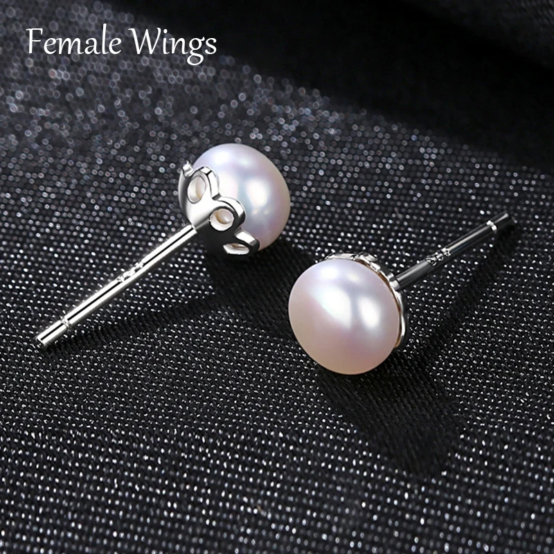Женские крылья подлинные серьги из стерлингового серебра 925 с цветами-приемниками и жемчужиной-ракушкой, цветочные штифты для женской ювелирной продукции FE067.
