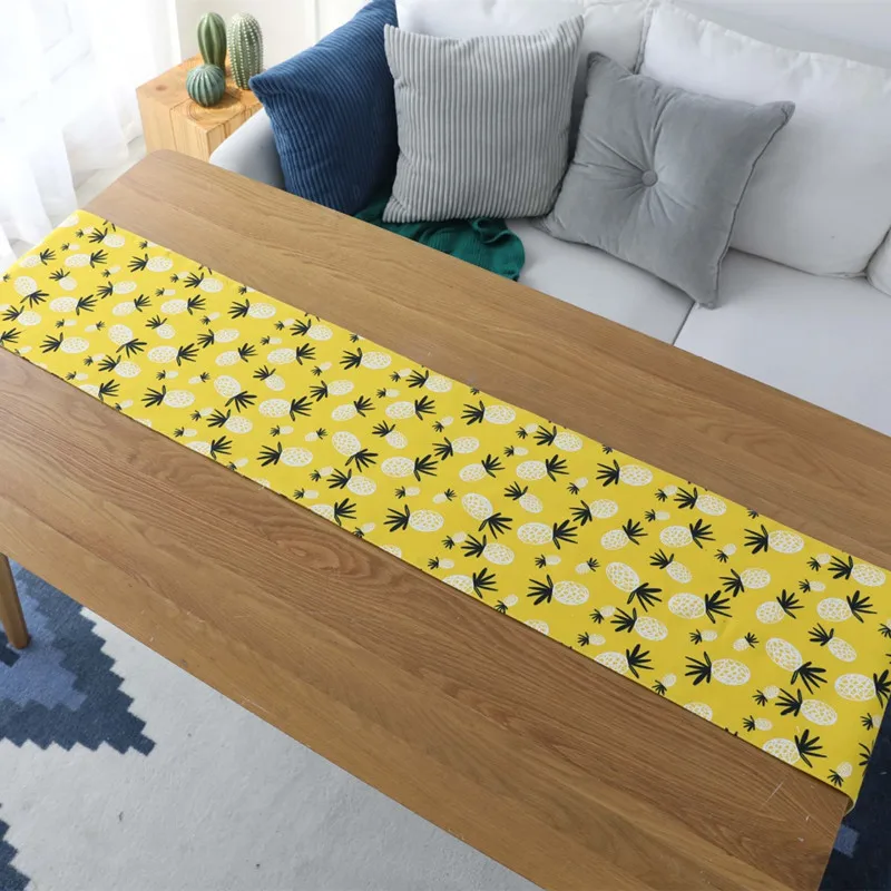 Желтые ананасы с кисточкой настольная дорожка Decoracion Mesa Hogar хлопок лен Chemin De table Tafelloper Вечерние