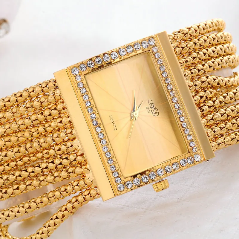 2017 Новые часы женщины мода роскошные наручные дамы золото стальной браслет