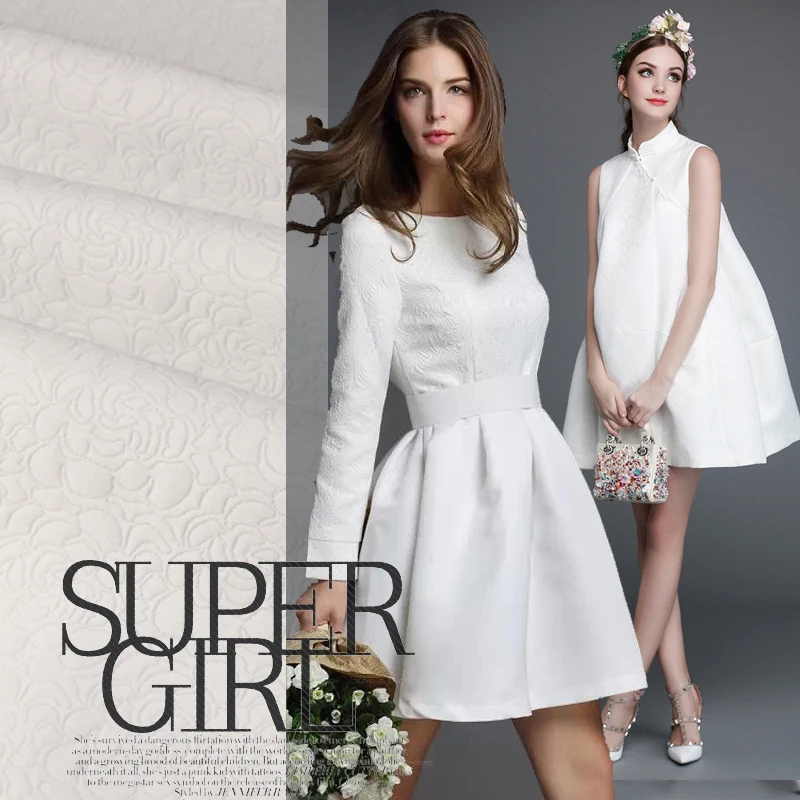

white Medium to thin section profile soft jacquard fashion fabric Bitter fleabane bitter fleabane dress skirt