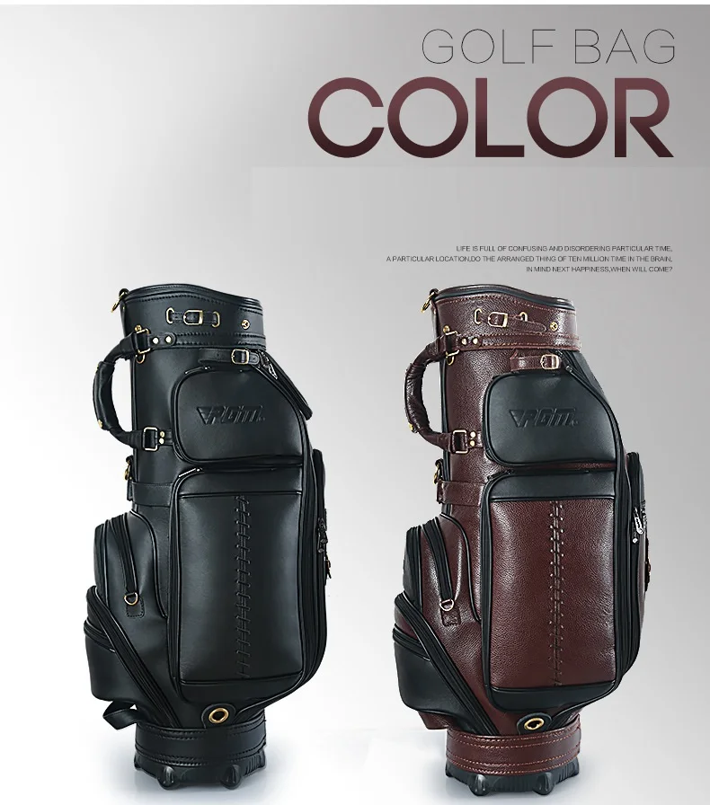 

Pgm Genuine Leather Large Capacity Portable Golf Bag Waterproof Retractable Standard Ball Package Support Full Sets Clubs D0740