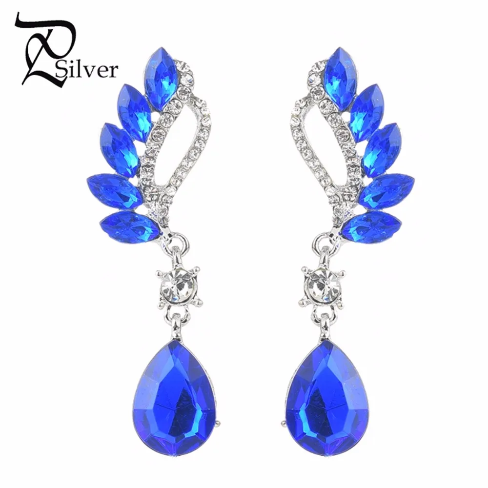 Роскошный старинный посеребренные Крылья Ангела Water Drop Rhienstone кристалл