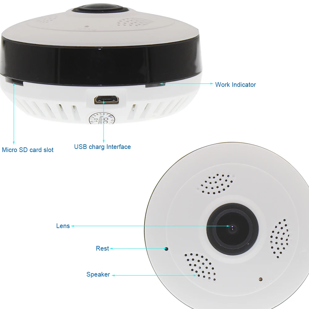 Панорамная мини IP камера с полным обзором 1 3 м 960P|motion detection|wifi securitysecurity cctv |