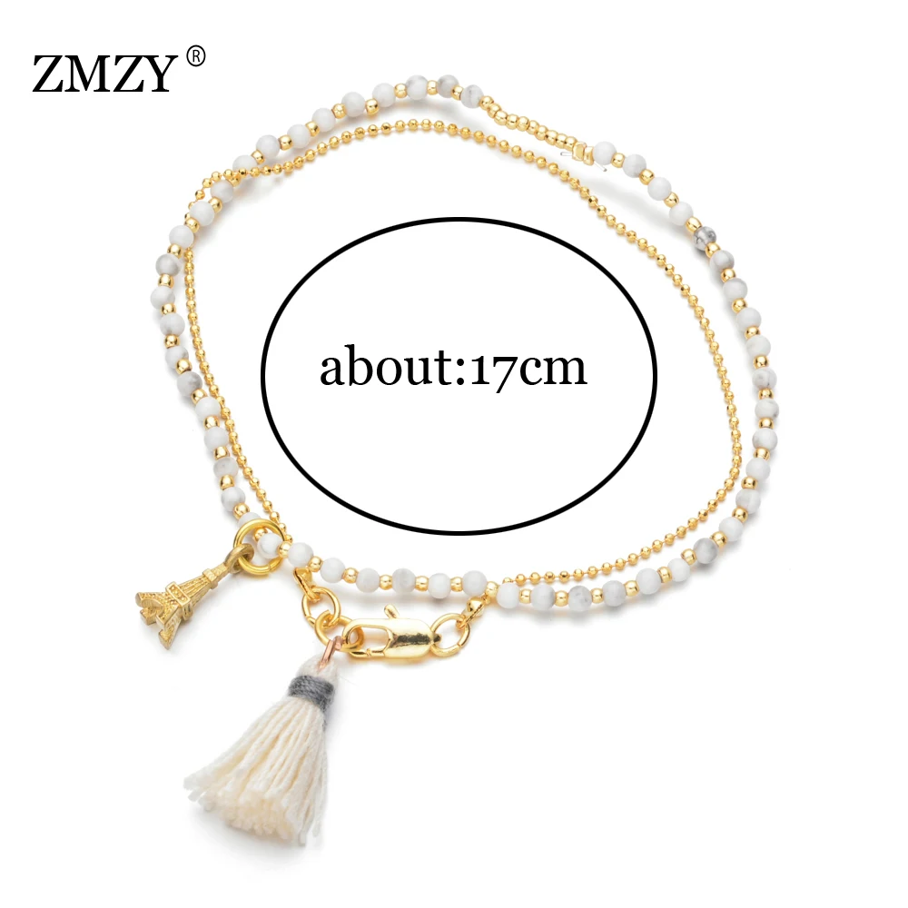 ZMZY тонкий браслет из натурального камня ювелирные изделия Золотая башня