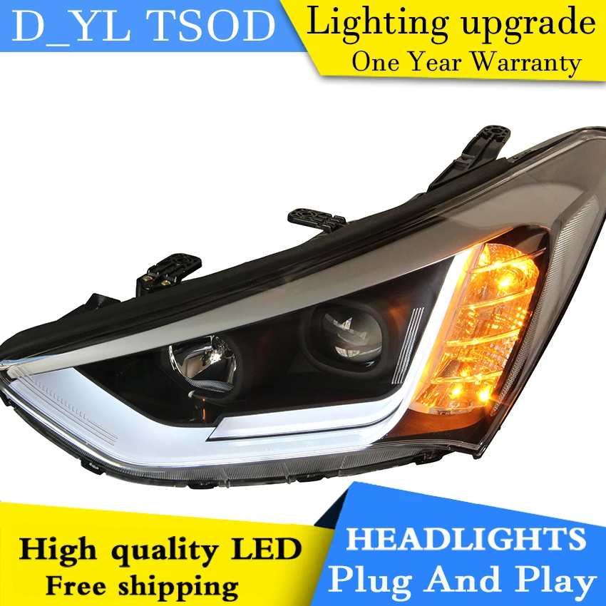 

Автомобильная фара DY_L для стайлинга Hyundai Santa Fe 2013-2015 светодиодный ные фары DRL H7/D2H HID, Ксеноновые Биксеноновые линзы