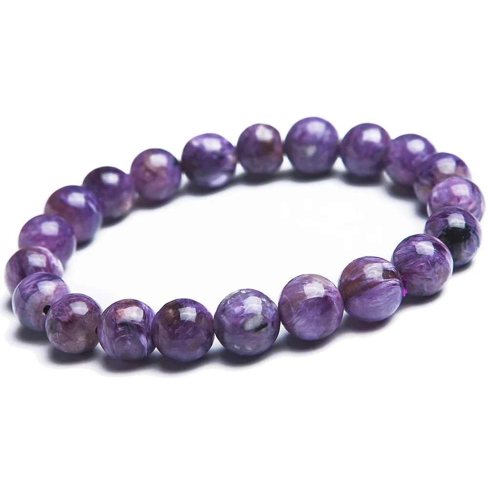 Натуральный фиолетовый Charoite драгоценный камень для женщин и мужчин 9 мм круглые