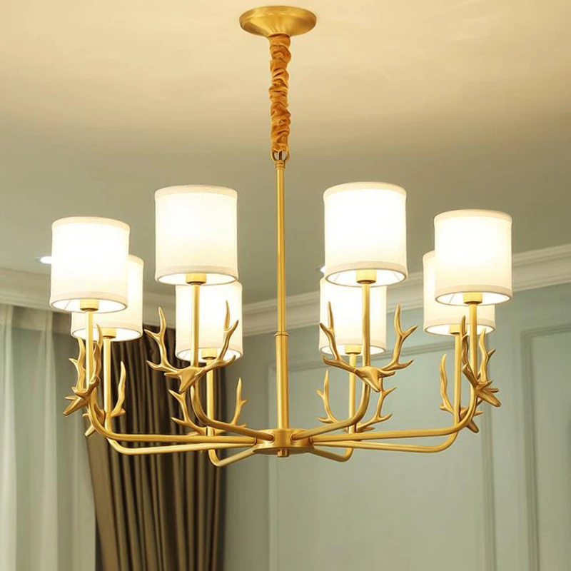 Кантри Стиль медный светодиодный Люстра Свет Гостиная Декоративные cooper lighting