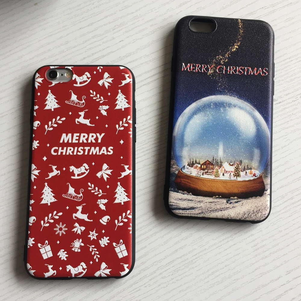 Silicone Merry Christmas case bag coque for iphone x 8 plus screen protector 5 5s se 7 7plus 6 6s mobile |