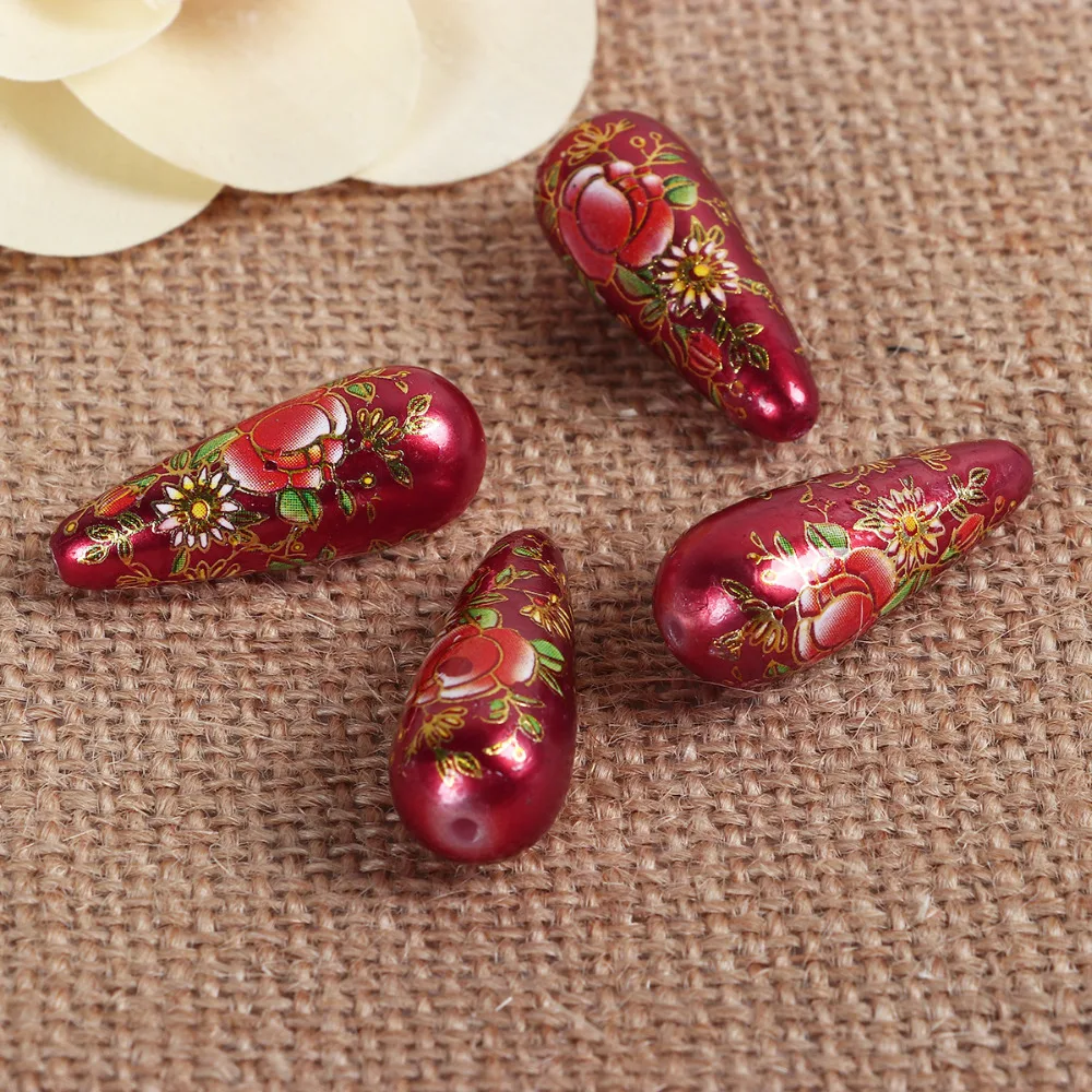 DoreenBeads акриловые винтажные японские бусины разделители Tensha узор с розами 32 мм (1 2/8
