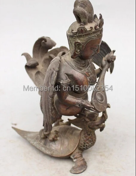 9 &quotТибетский буддизм бронзовый лютэ Феи Сарасвати на черепашке дракона Kwan-Yin