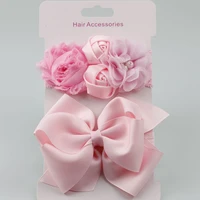on sale 2pcs 2018 new rose lace hair band elastic double hair bow flower headband cute girls headwear children hair accessories