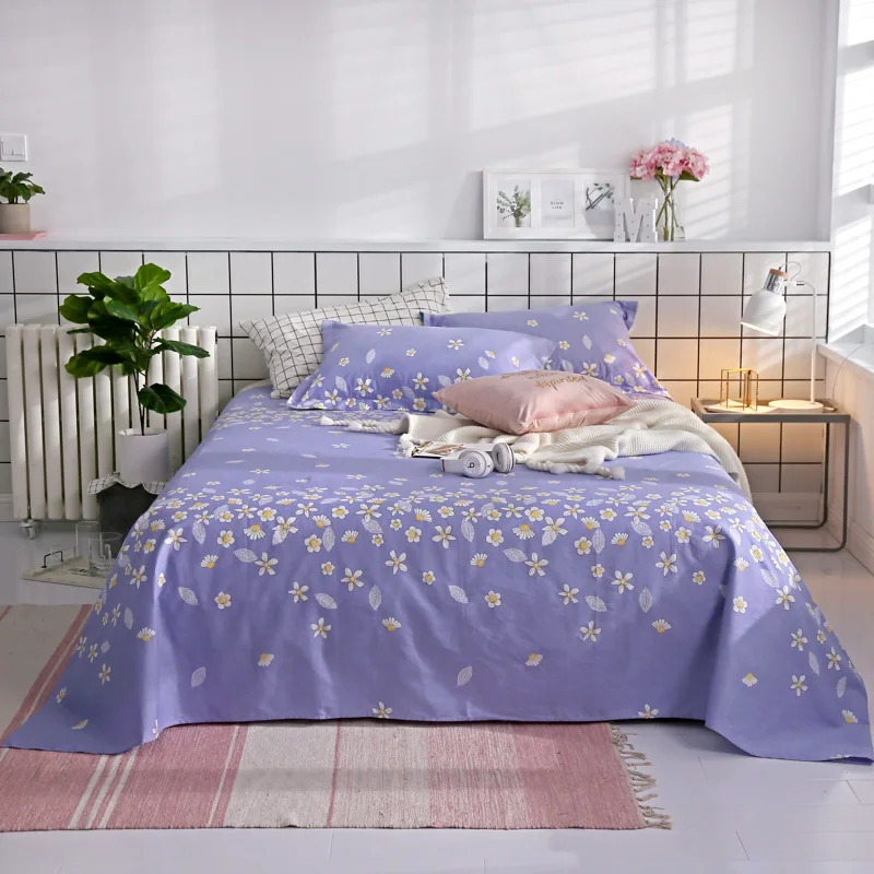 Цветочный принт 100% хлопок плоский лист Twin queen King size простыня одинарная