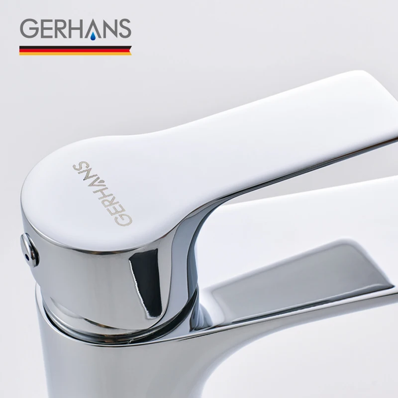 GERHANS Irismart белый смеситель для ванной комнаты с одной ручкой латунный