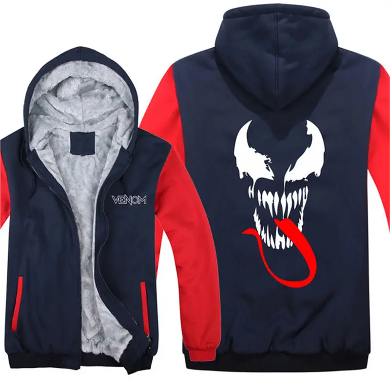 Зимние толстовки на молнии с капюшоном Venom куртки пуловеры мужские пальто