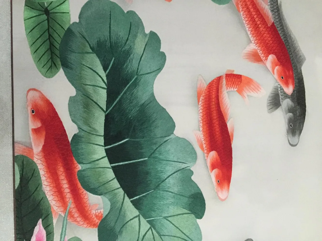Шелковая вышивка lotus and koi carps ручной работы китайская живопись декор стен Suzhou | Дом