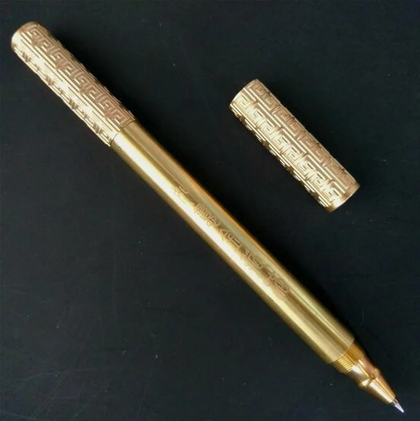 

Original Design Pure Copper Outdoor EDC Multi-Function Tools, Hand-Made Brass Gold Hoop Bar, Self-Defense Tool Pen