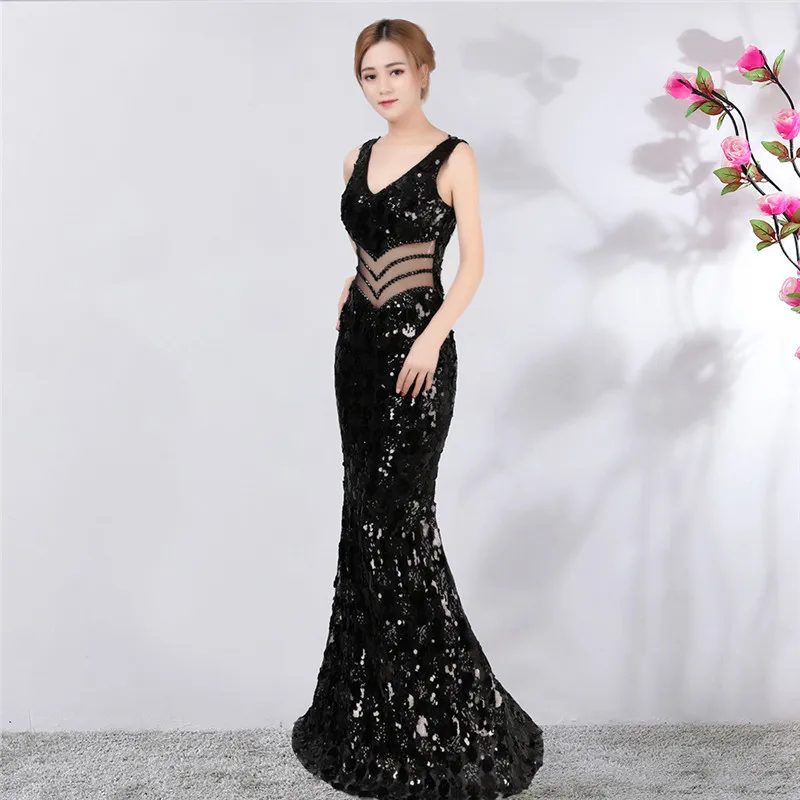 Летнее платье сексуальное русалки с v-образным вырезом и высокой талией расшитое