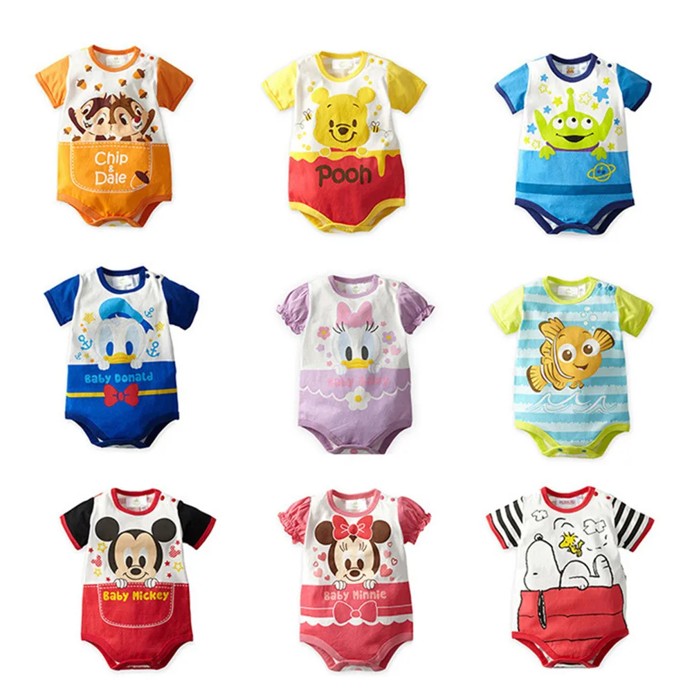 

Newborn Baby Boys Girls Clothes Summer 100% Cutton Cartoon Short Sleeve Romper Jumpsuit Outfits Playsuit Climbing