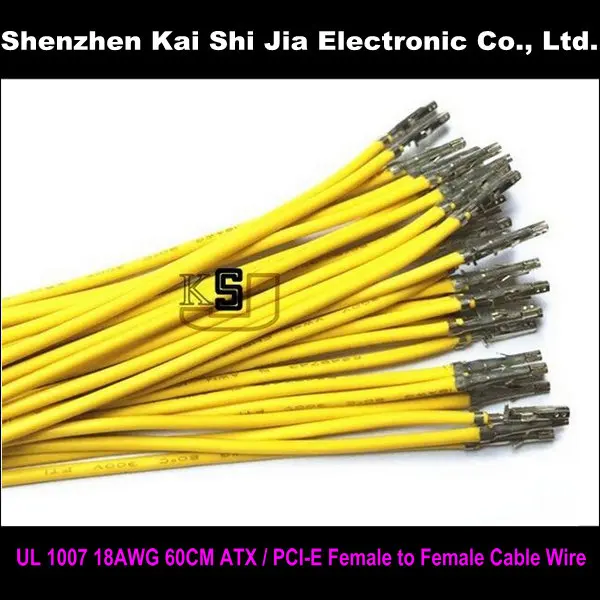 50 шт./лот UL1007 18AWG 60 см ATX / PCI E PSU EPS обжимные контакты мама кабель провод желтый| |