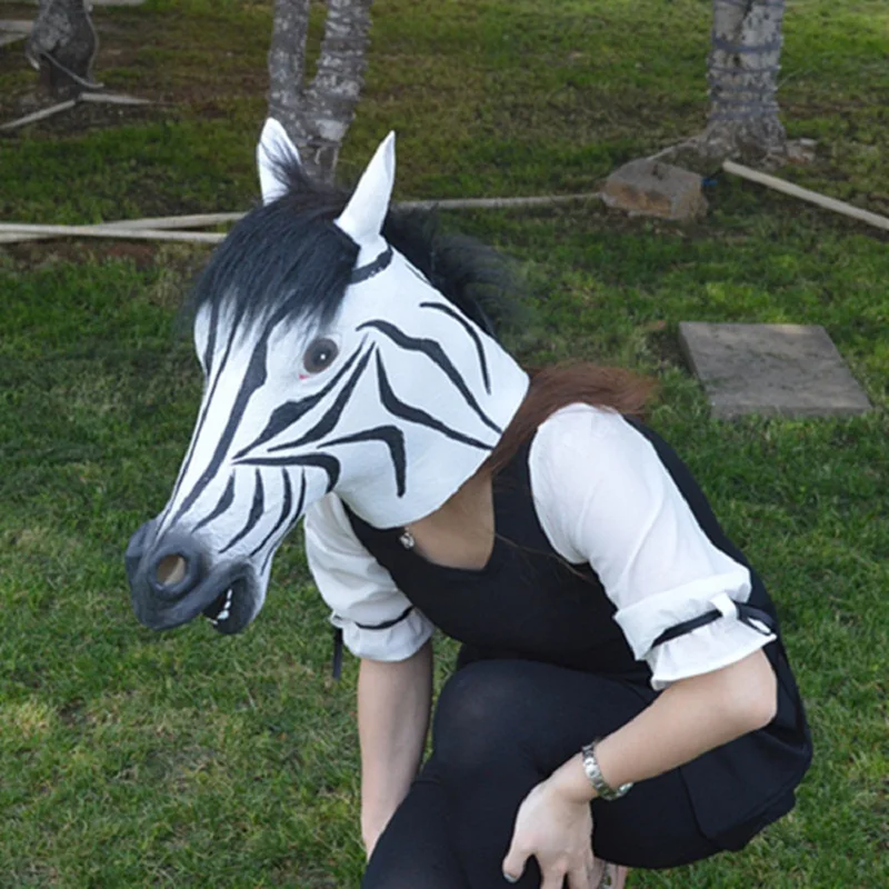 Зебра Маска Новинка 2017 года Хэллоуин Реалистичные Латексная голова