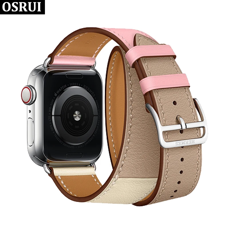 Ремешок для часов Apple Watch 44 мм 40 ремешок correa iwatch 42 38 5 4 3 2 кожаный двойной тур