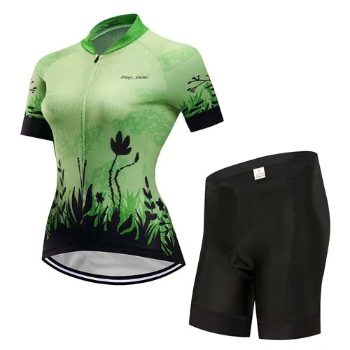 jersey and pants 4 Дышащий комплект из Джерси для велоспорта, Летняя женская одежда с коротким рукавом для велоспорта, облегающий костюм, комплект одежды для велоспорта, платье, одежда для велоспорта - Цвет: jersey and pants 4