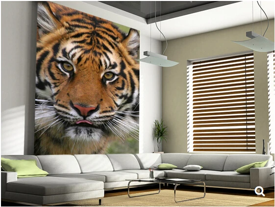Пользовательские детские обои тигр крупный план 3D мультфильм роспись для