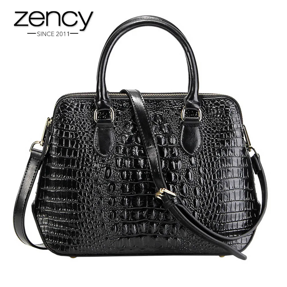 Женская сумка Zency Alligator из 100% натуральной кожи Повседневная Сумка тоут модная