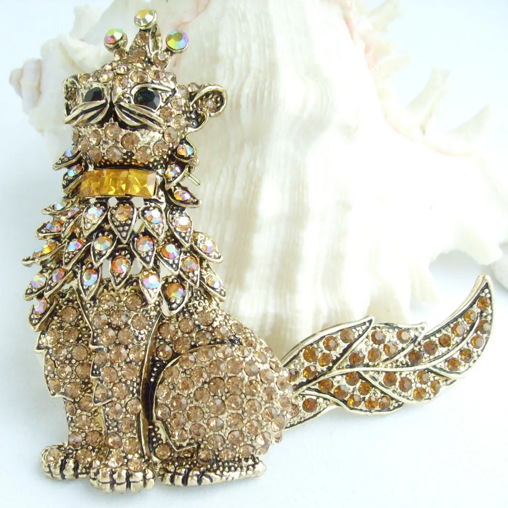 Очаровательная подвеска в виде кошки диаметром 4 92 дюйма с желтым австрийским