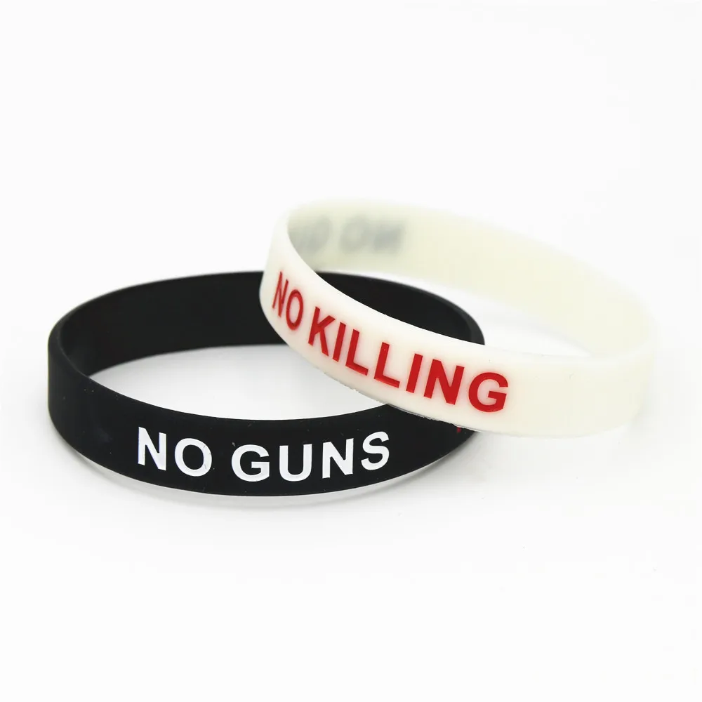 

1PC NO GUNS NO KILLING Silicone Wristbands Mourning Shooting Accident Against Guns Rubber Bracelets&Bangles Adult Gifts SH187
