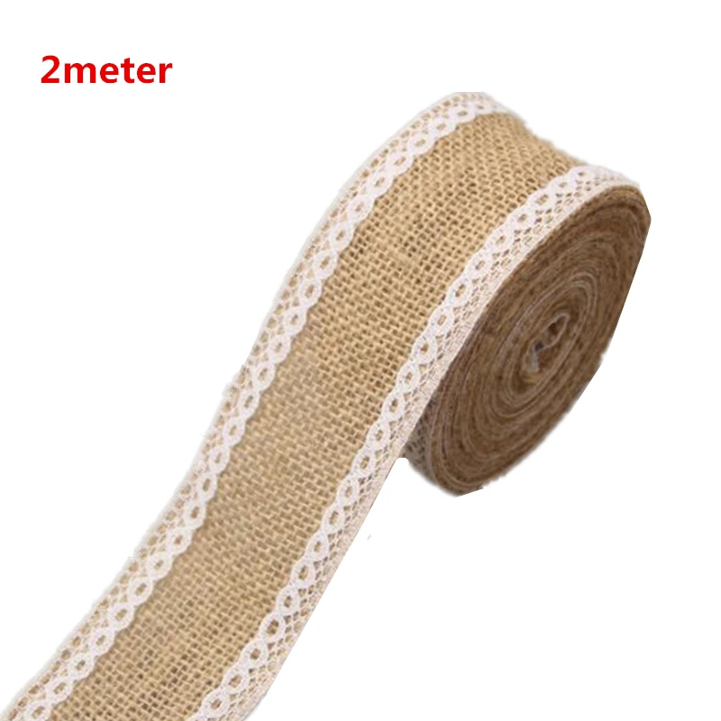 2 м джутовая лента натуральная с кружевной отделкой по краям свадебные Винтажные