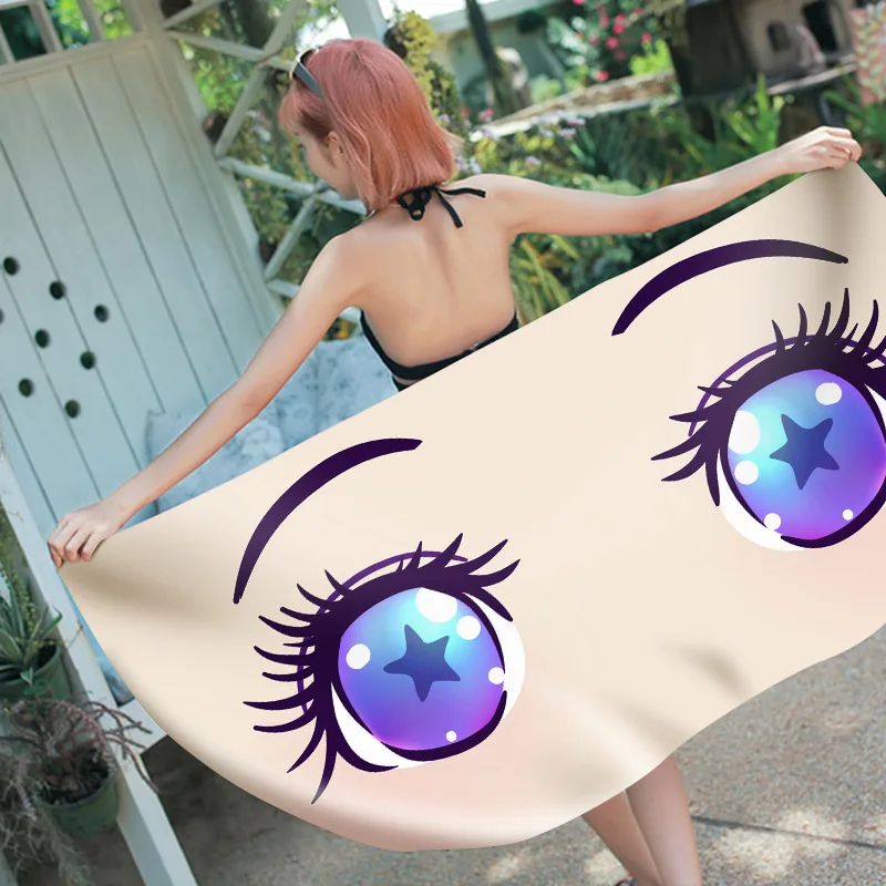 Rectangle 3D Number Printing Sandy Beach A Piece Of Cloth Exceed Fine Fiber Swimming Pool Seaside Cushion Bath Towel |