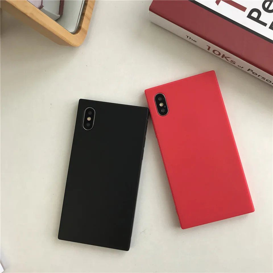 For iPhone X Silicone Square Candy Color TPU Matte Case iphone 8 7 Plus 6 6S Plain Soft XS Cover Phone Cases |