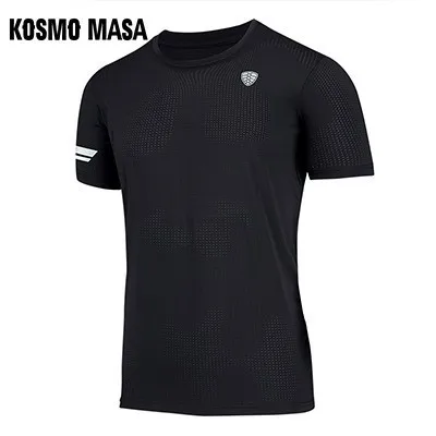 black KOSMO MASA футболки для фитнеса, мужские футболки, крутая летняя дышащая быстросохнущая Повседневная футболка с коротким рукавом, топы 4XL, футболки для мужчин MC0385 - Цвет: black